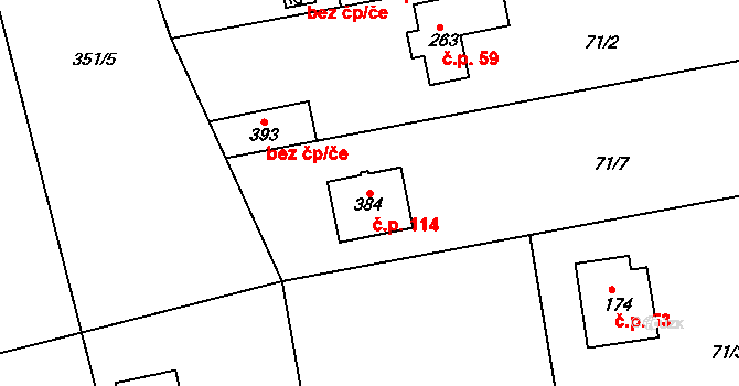 Hatě 114, Skuhrov na parcele st. 384 v KÚ Skuhrov pod Brdy, Katastrální mapa