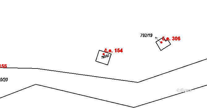 Oslnovice 154 na parcele st. 792/20 v KÚ Oslnovice, Katastrální mapa