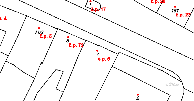 Želatovice 6 na parcele st. 7 v KÚ Želatovice, Katastrální mapa