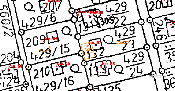Černíny 37 na parcele st. 132 v KÚ Černíny, Katastrální mapa
