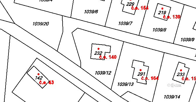 Čeřenice 140, Sázava na parcele st. 232 v KÚ Čeřenice, Katastrální mapa