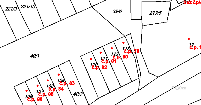 Bor 81, Sadov na parcele st. 111 v KÚ Bor u Karlových Var, Katastrální mapa