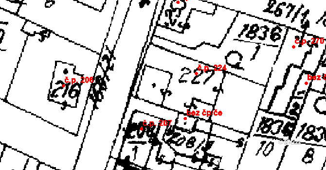 Přerov nad Labem 224 na parcele st. 227 v KÚ Přerov nad Labem, Katastrální mapa