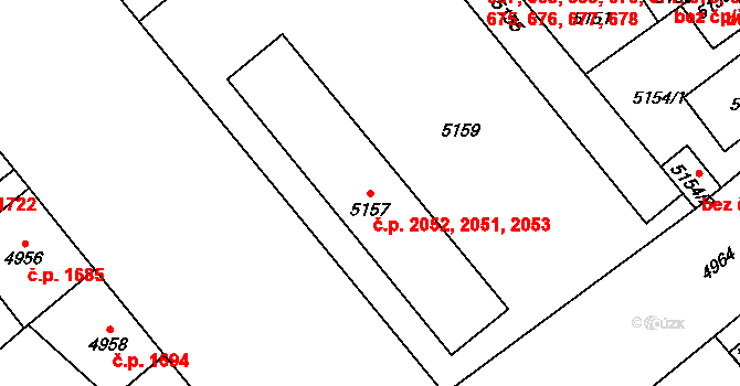 Kročehlavy 2051,2052,2053, Kladno na parcele st. 5157 v KÚ Kročehlavy, Katastrální mapa