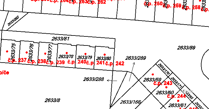 Dačice III 242, Dačice na parcele st. 2633/80 v KÚ Dačice, Katastrální mapa