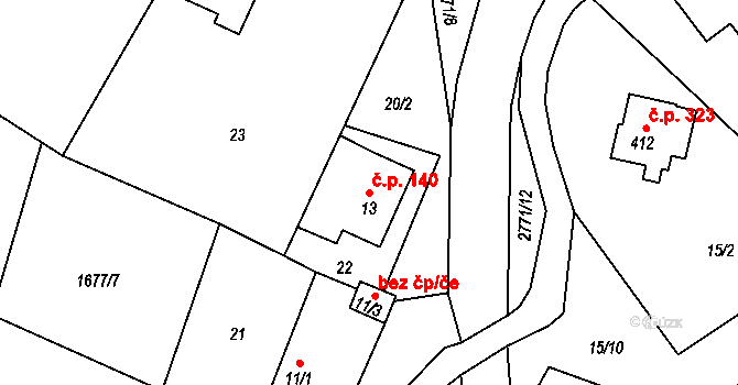 Václavice 140, Hrádek nad Nisou na parcele st. 13 v KÚ Václavice u Hrádku nad Nisou, Katastrální mapa