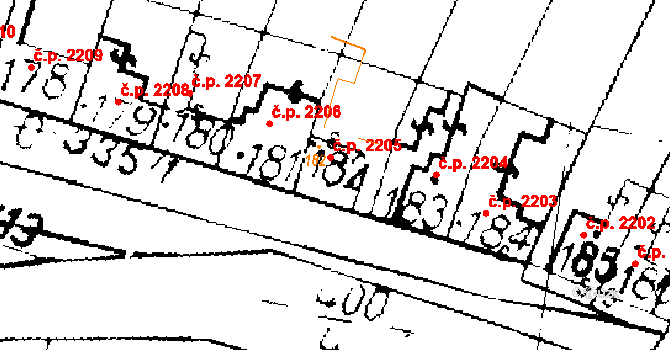 Podlusky 2205, Roudnice nad Labem na parcele st. 182 v KÚ Podlusky, Katastrální mapa