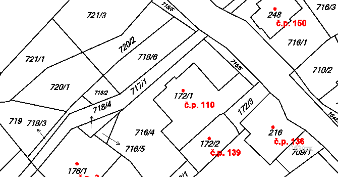 Bítouchov 110, Semily na parcele st. 172/1 v KÚ Bítouchov u Semil, Katastrální mapa