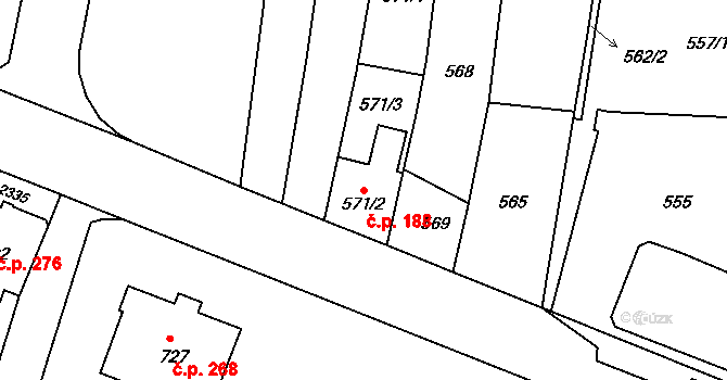 Jilemnice 188 na parcele st. 571/2 v KÚ Jilemnice, Katastrální mapa