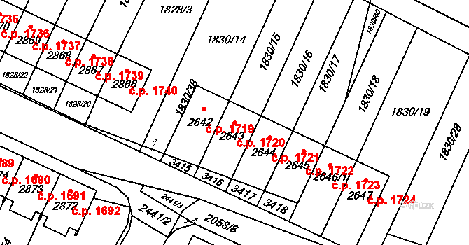Hořice 1720 na parcele st. 2643 v KÚ Hořice v Podkrkonoší, Katastrální mapa