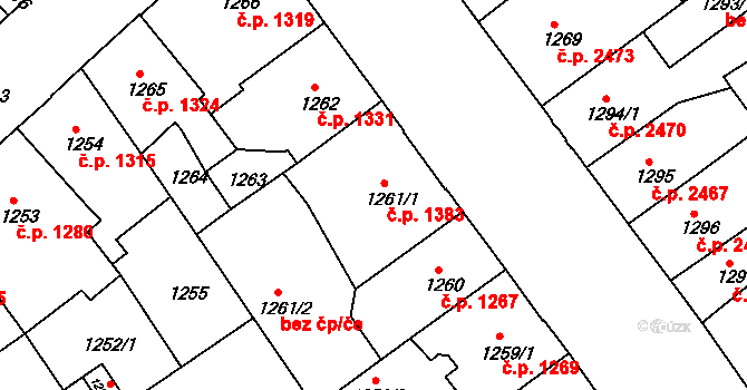 Teplice 1383 na parcele st. 1261/1 v KÚ Teplice, Katastrální mapa