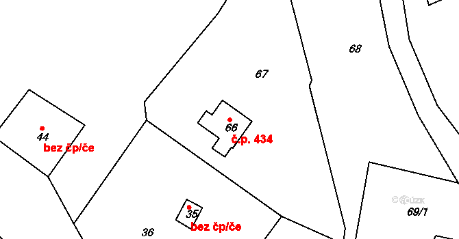 Svatava 434 na parcele st. 66 v KÚ Čistá u Svatavy, Katastrální mapa