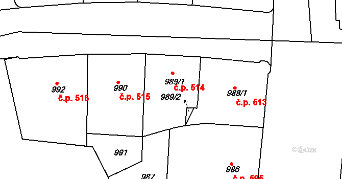 Michle 514, Praha na parcele st. 989/1 v KÚ Michle, Katastrální mapa