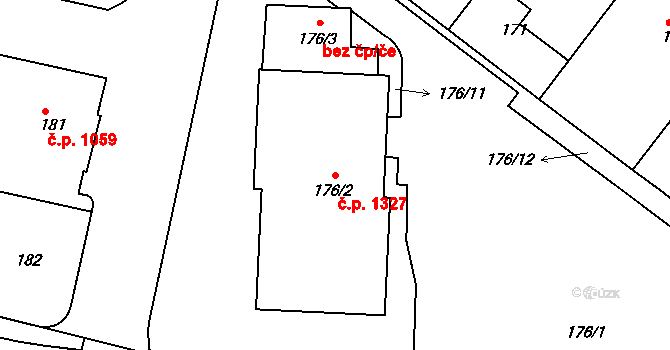 Michle 1327, Praha na parcele st. 176/2 v KÚ Michle, Katastrální mapa