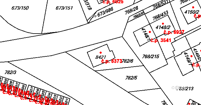 Zlín 5373 na parcele st. 8421 v KÚ Zlín, Katastrální mapa