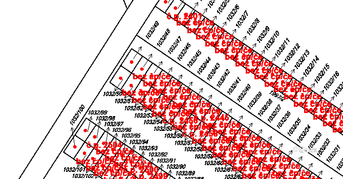Uničov 2447 na parcele st. 1032/45 v KÚ Uničov, Katastrální mapa