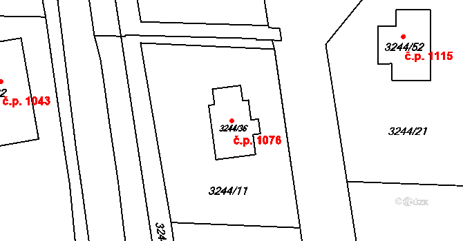 Stonava 1076 na parcele st. 3244/36 v KÚ Stonava, Katastrální mapa