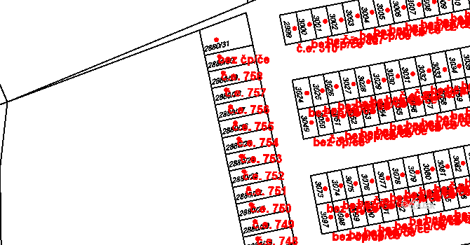 Lutyně 754, Orlová na parcele st. 2880/26 v KÚ Horní Lutyně, Katastrální mapa