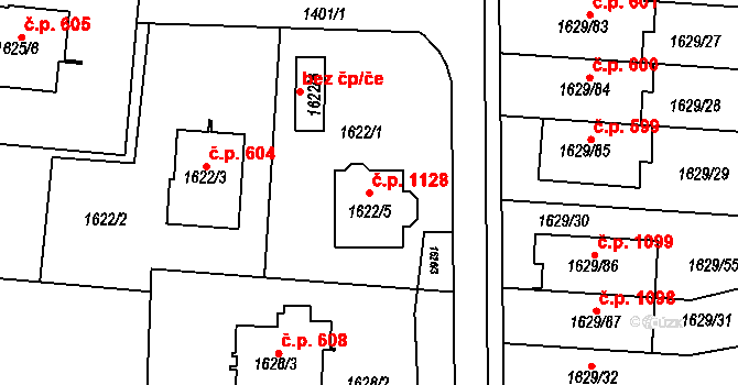 Bludovice 1128, Havířov na parcele st. 1622/5 v KÚ Bludovice, Katastrální mapa