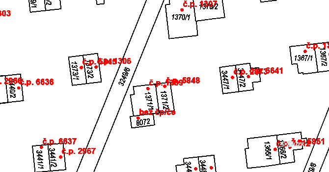Zlín 5848 na parcele st. 1371/2 v KÚ Zlín, Katastrální mapa