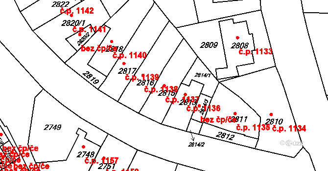 Bruntál 1137 na parcele st. 2815 v KÚ Bruntál-město, Katastrální mapa