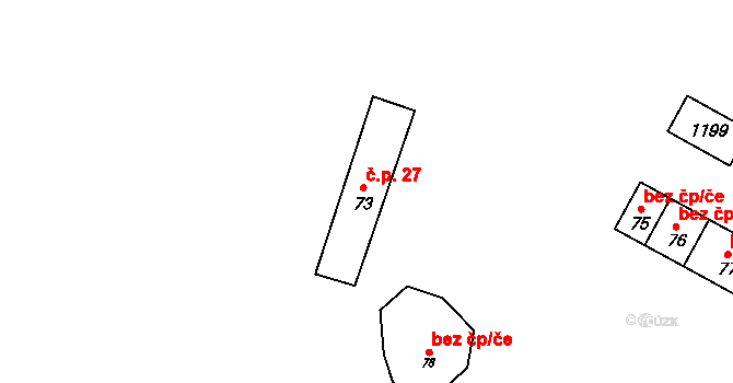 Heřmanov 27, Teplá na parcele st. 73 v KÚ Heřmanov u Starého Sedla, Katastrální mapa
