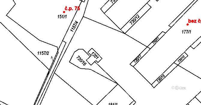 Javorník 41949927 na parcele st. 730/19 v KÚ Javorník u Vysokého Mýta, Katastrální mapa