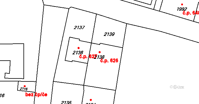 Vítkov 626 na parcele st. 2138 v KÚ Vítkov, Katastrální mapa