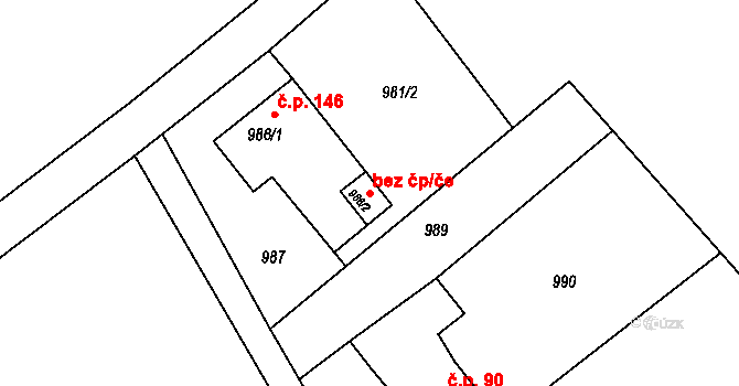 Orlová 43963927 na parcele st. 986/2 v KÚ Poruba u Orlové, Katastrální mapa