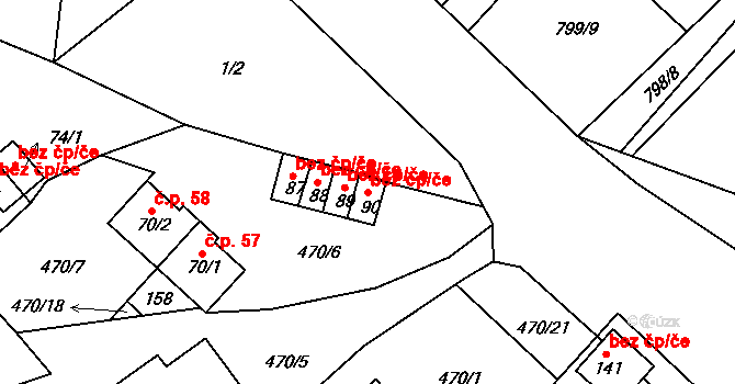 Okrouhlá 44686927 na parcele st. 90 v KÚ Jesenice u Chebu, Katastrální mapa