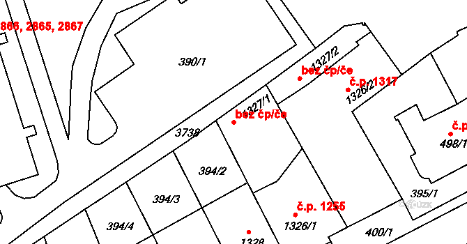 Kroměříž 44987927 na parcele st. 1327/1 v KÚ Kroměříž, Katastrální mapa
