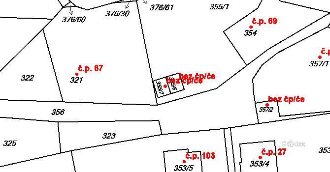 Staříč 46659927 na parcele st. 355/7 v KÚ Staříč, Katastrální mapa