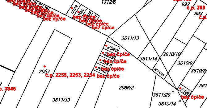 Břeclav 47226927 na parcele st. 2539 v KÚ Břeclav, Katastrální mapa