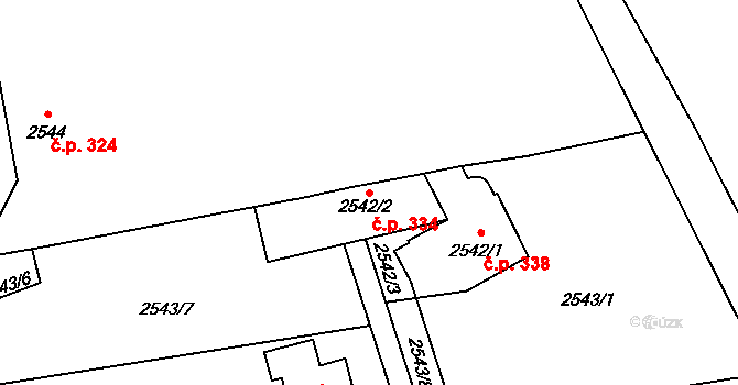 Pražské Předměstí 334, Vysoké Mýto na parcele st. 2542/2 v KÚ Vysoké Mýto, Katastrální mapa