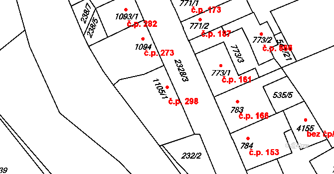 Beroun-Závodí 298, Beroun na parcele st. 1105/1 v KÚ Beroun, Katastrální mapa