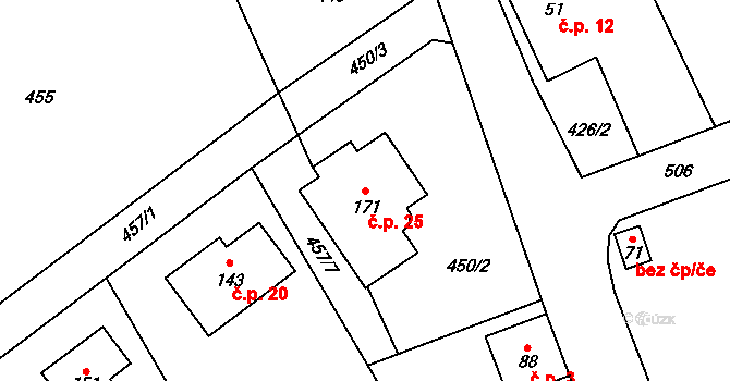 Nákle 25, Klešice na parcele st. 171 v KÚ Klešice, Katastrální mapa