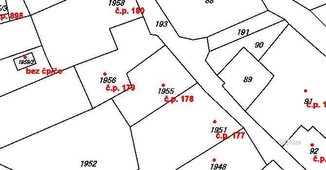 Odry 178 na parcele st. 1955 v KÚ Odry, Katastrální mapa