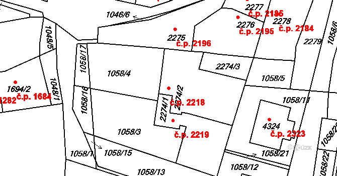 Rakovník II 2218, Rakovník na parcele st. 2274/2 v KÚ Rakovník, Katastrální mapa