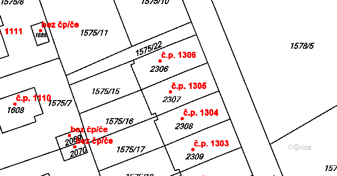 Humpolec 1305 na parcele st. 2307 v KÚ Humpolec, Katastrální mapa