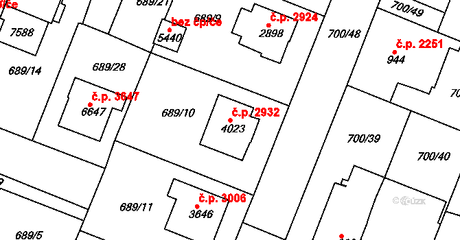 Havlíčkův Brod 2932 na parcele st. 4023 v KÚ Havlíčkův Brod, Katastrální mapa