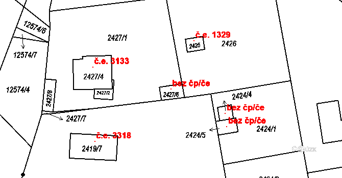 Plzeň 102979928 na parcele st. 2427/6 v KÚ Bolevec, Katastrální mapa