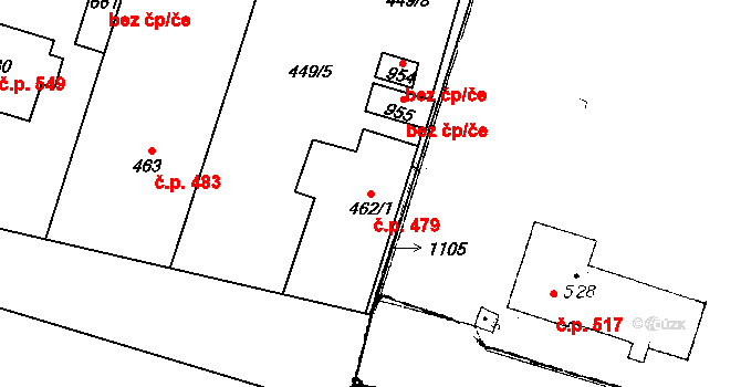 Chotěšov 479 na parcele st. 462/1 v KÚ Chotěšov, Katastrální mapa