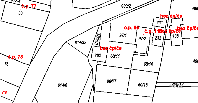 Humpolec 104136928 na parcele st. 282 v KÚ Krasoňov, Katastrální mapa