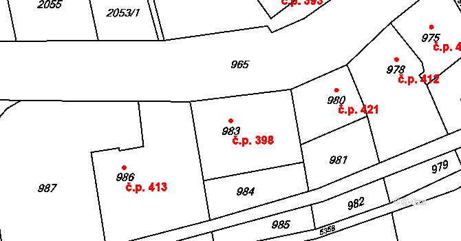 Konice 398 na parcele st. 983 v KÚ Konice, Katastrální mapa