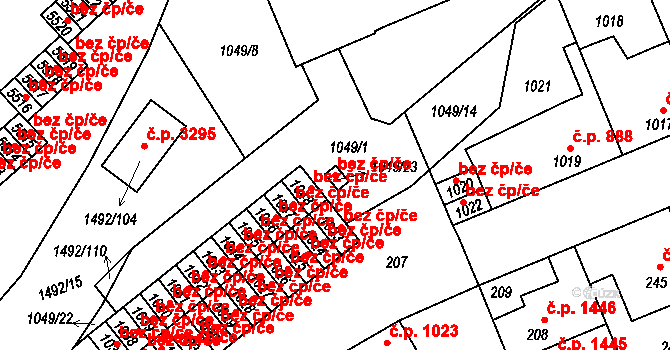 Kladno 104599928 na parcele st. 1049/23 v KÚ Kročehlavy, Katastrální mapa
