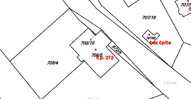 Černé Budy 272, Sázava na parcele st. 708/5 v KÚ Černé Budy, Katastrální mapa