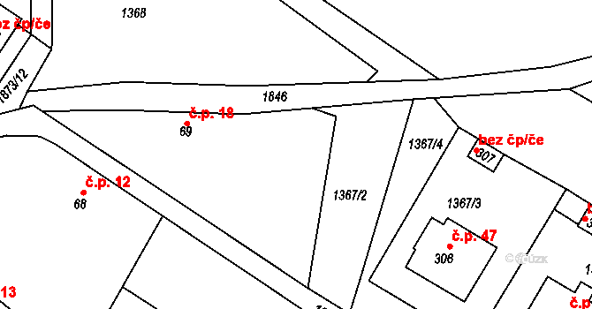 Nesměřice 18, Zruč nad Sázavou na parcele st. 69 v KÚ Nesměřice, Katastrální mapa