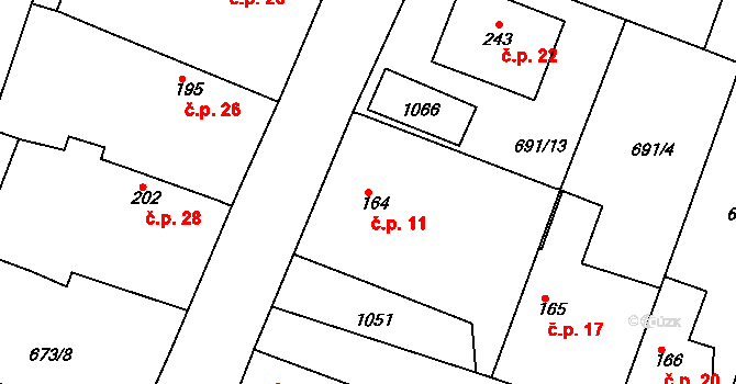 Oškobrh 11, Opolany na parcele st. 164 v KÚ Oškobrh, Katastrální mapa