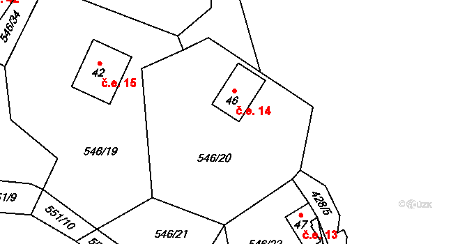Beranovec 14, Suchá na parcele st. 46 v KÚ Beranovec, Katastrální mapa