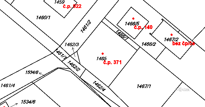 Vratimov 371 na parcele st. 1465 v KÚ Vratimov, Katastrální mapa